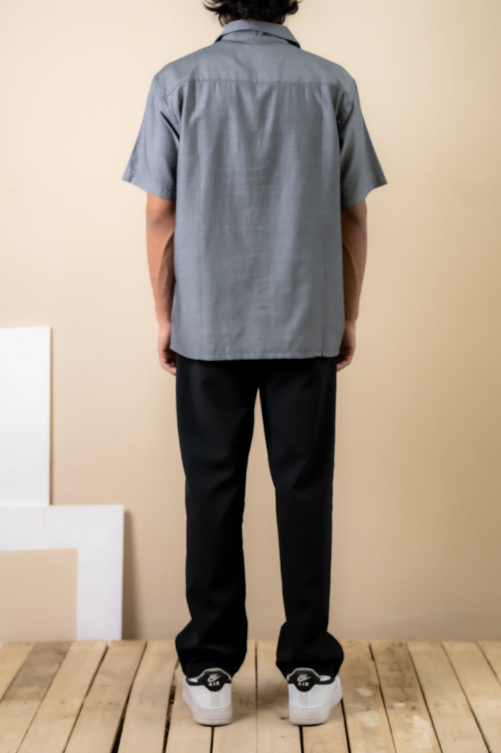 Charcoal Micro-Pattern Cuban Shirt