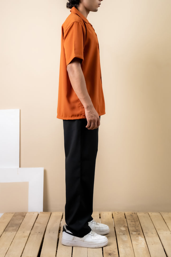 Rust Orange Flow Cuban Shirt