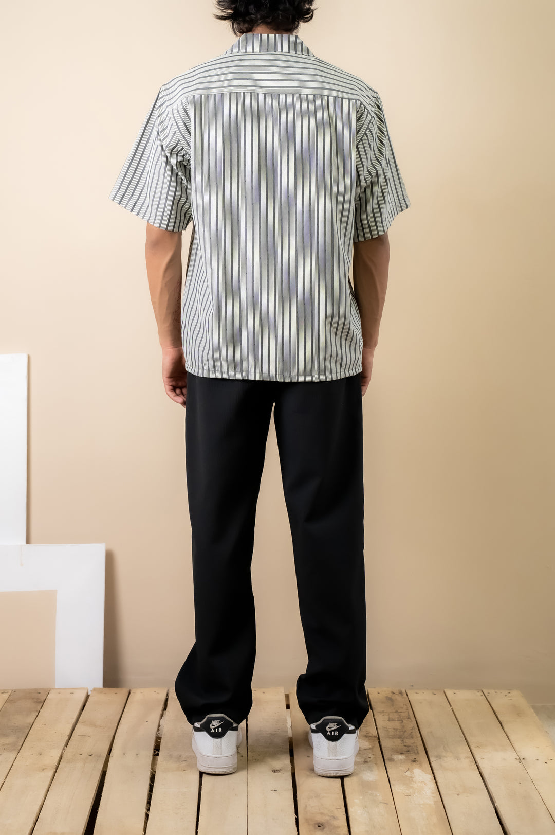 Black & White Stripe Cuban Shirt