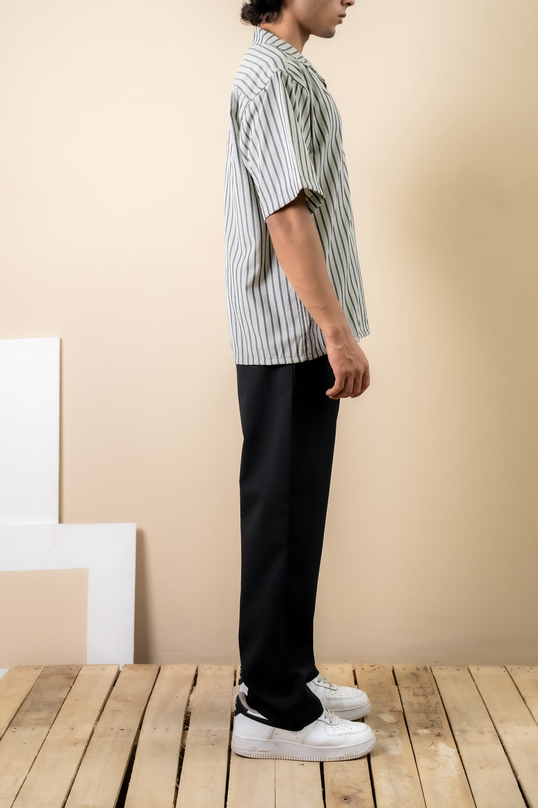 Black & White Stripe Cuban Shirt