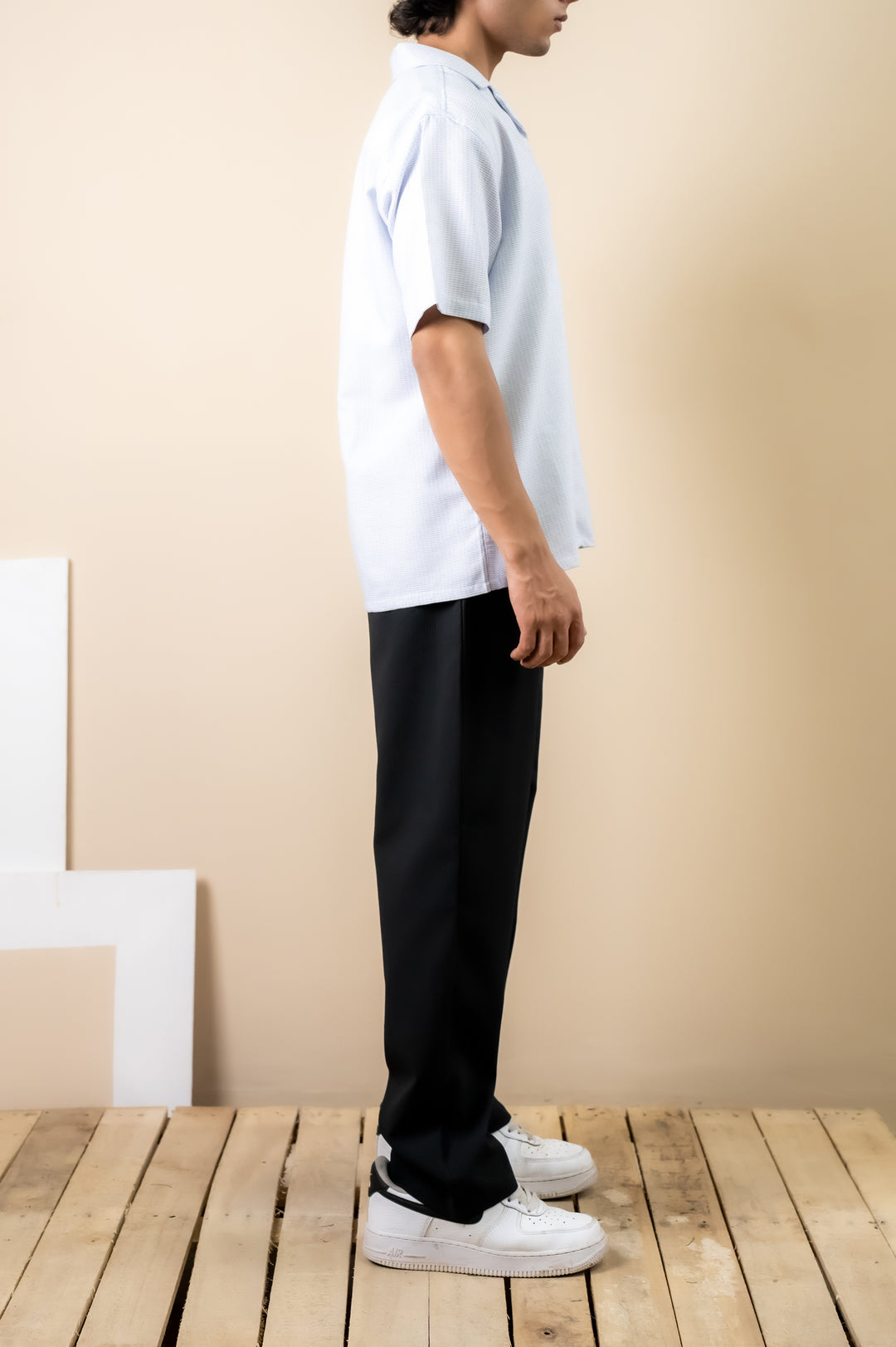 Powder Blue Waffle Cuban Shirt