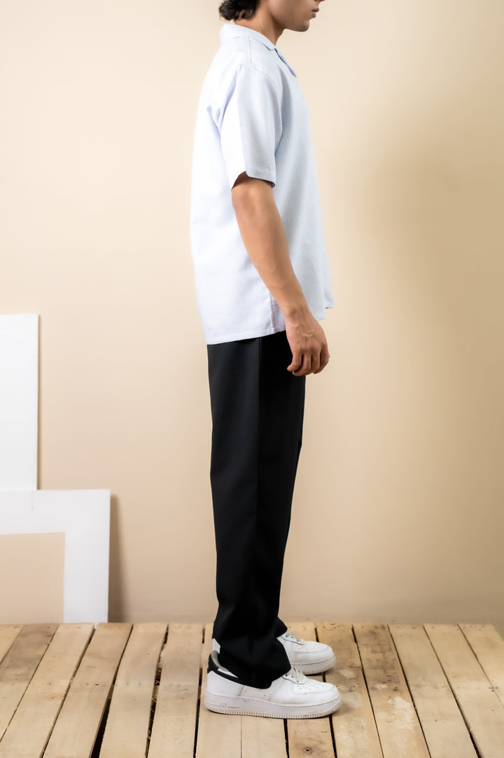 Powder Blue Waffle Cuban Shirt