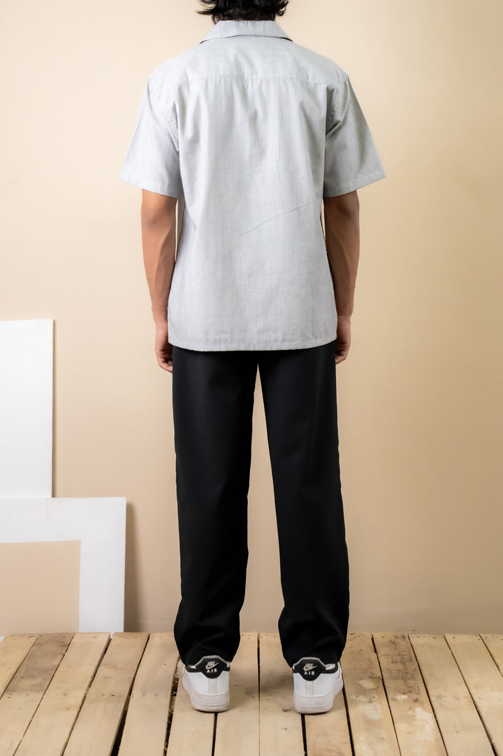 Ice Grey Textured Cuban Shirt