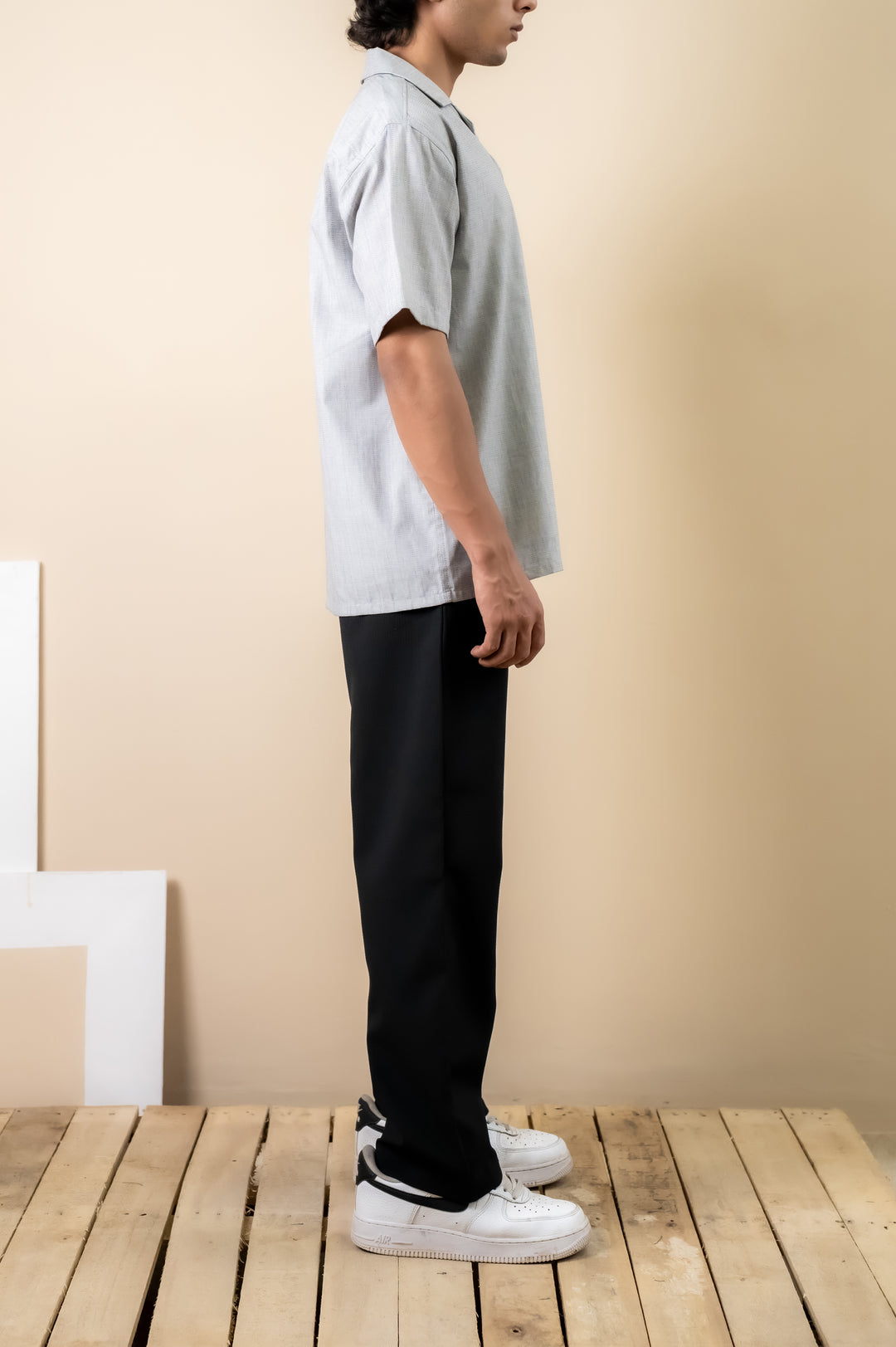 Ice Grey Textured Cuban Shirt