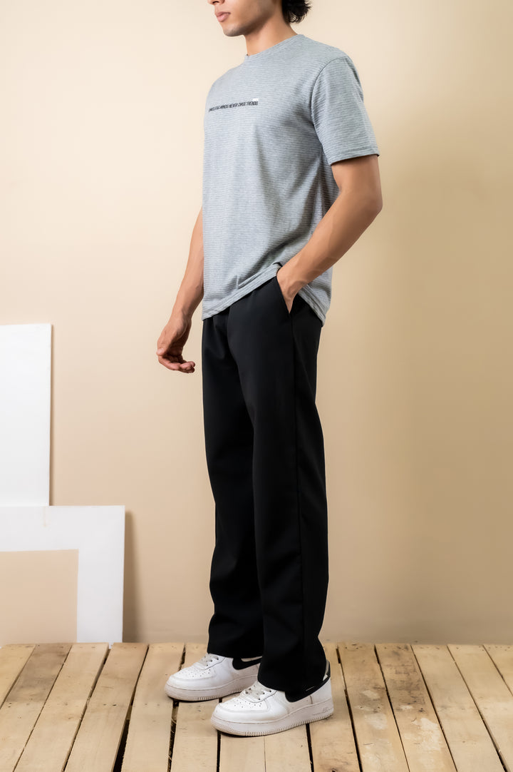 Ash Grey Minimal Text Tee – Relaxed Fit