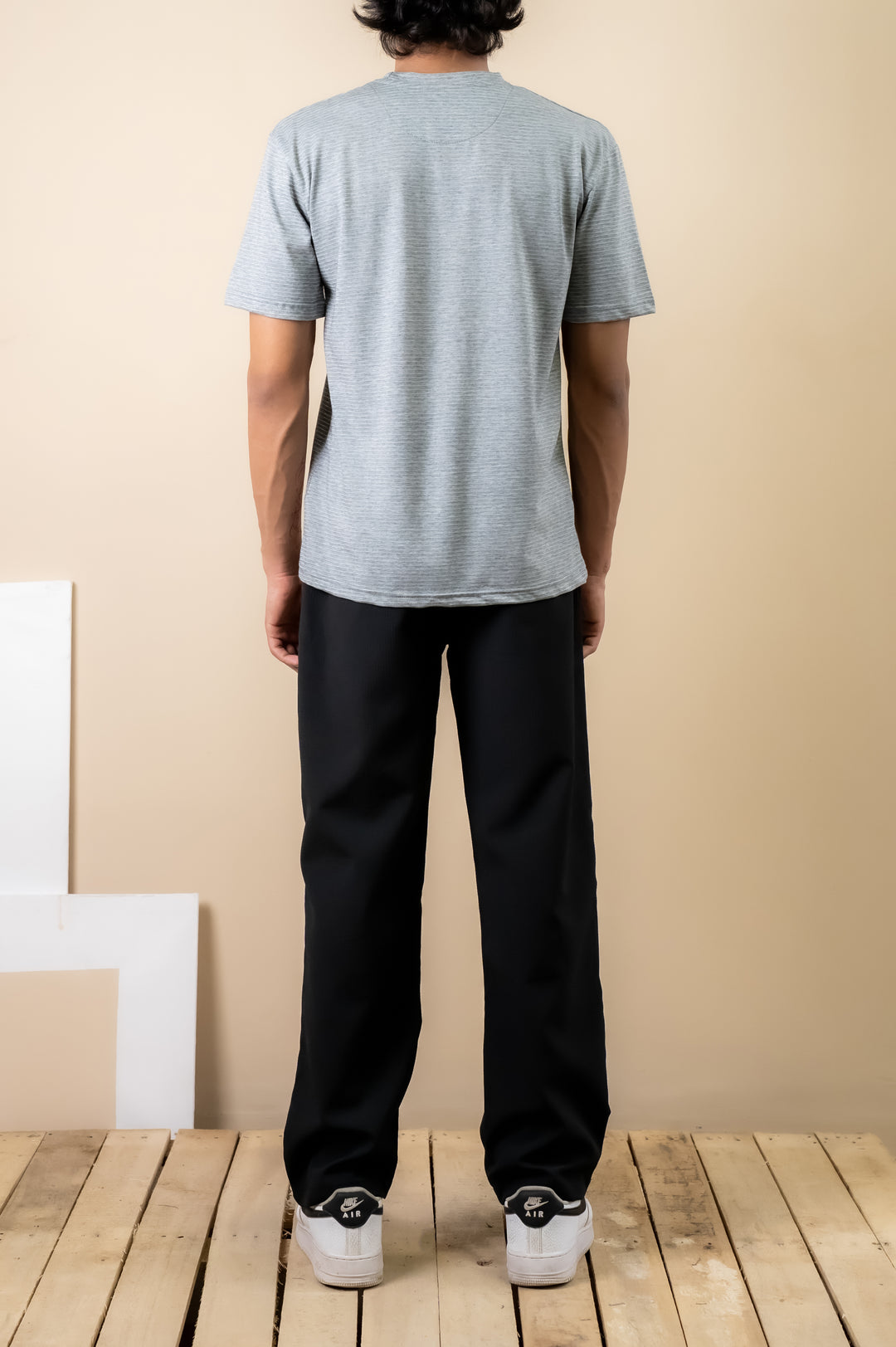Ash Grey Minimal Text Tee – Relaxed Fit