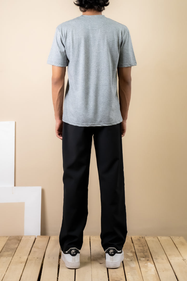 Ash Grey Minimal Text Tee – Relaxed Fit