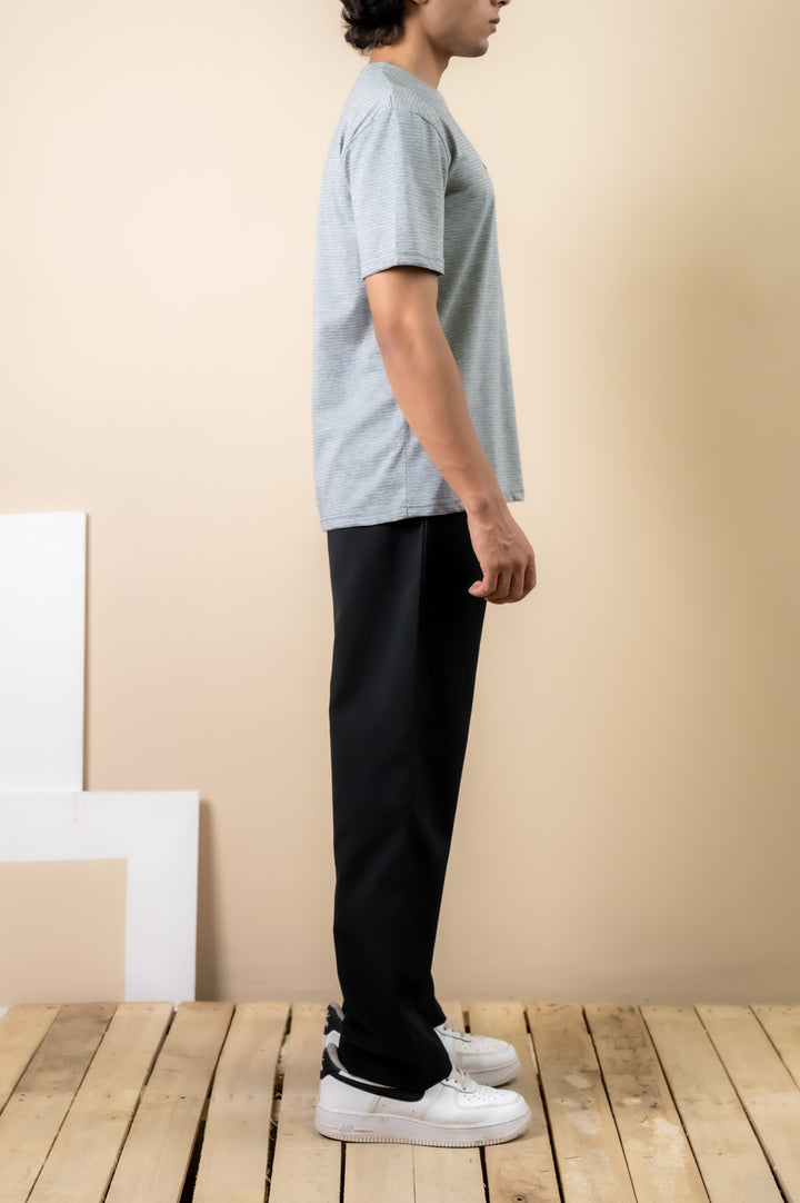 Ash Grey Minimal Text Tee – Relaxed Fit