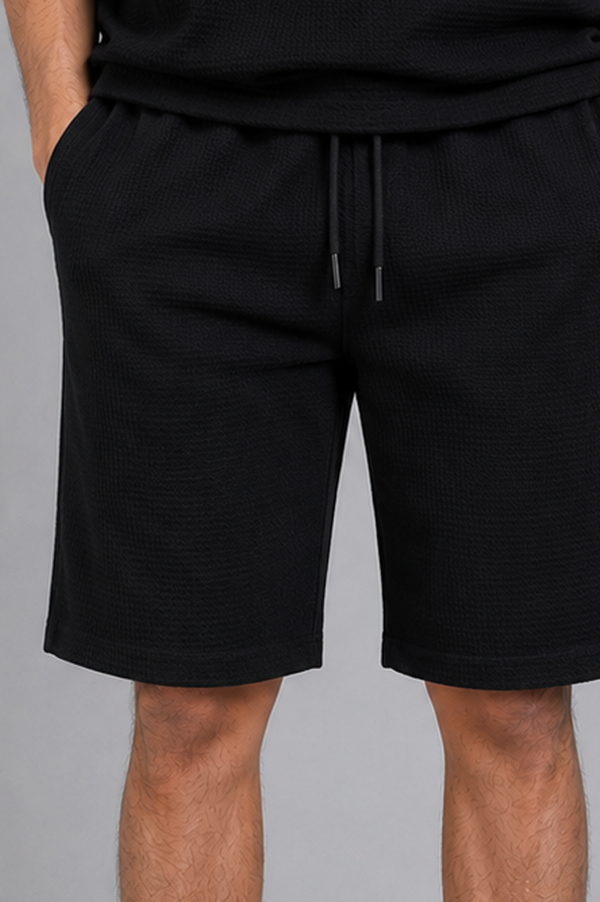Black Waffle Co-Ord Shorts