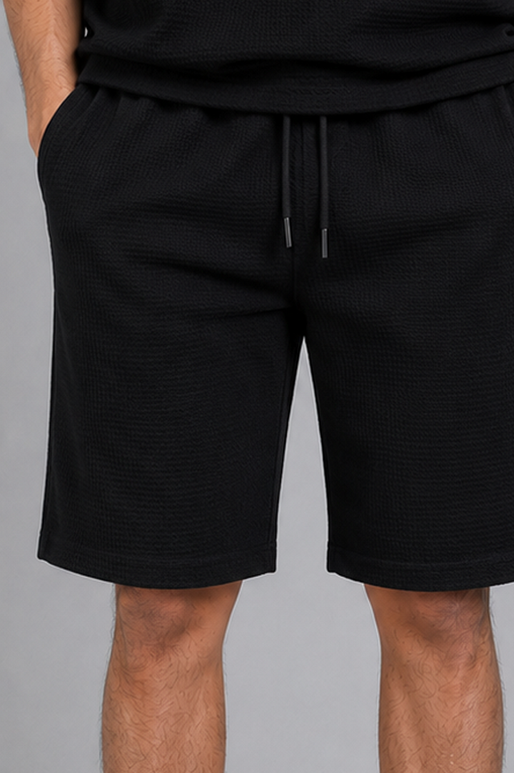 Black Waffle Co-Ord Shorts