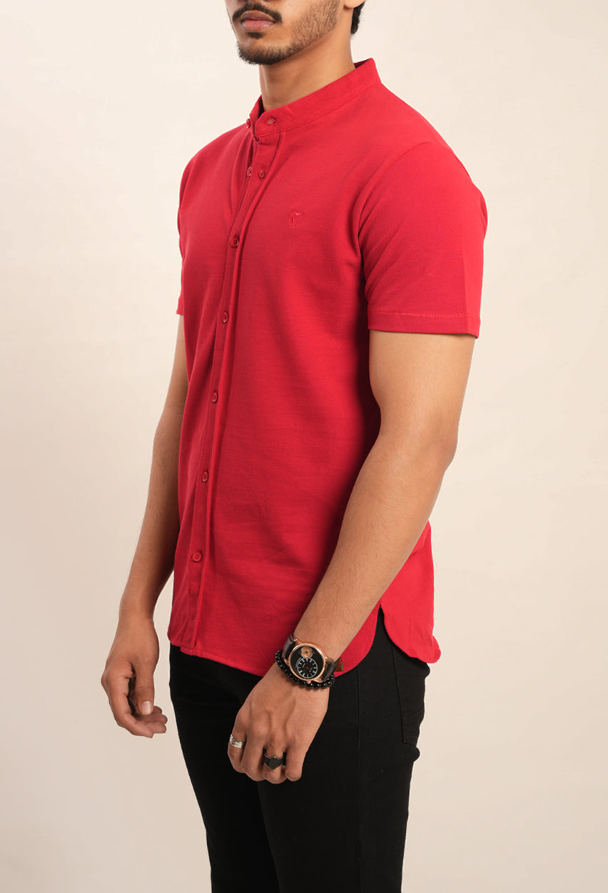 Breathable Pique Ban Button Down Shirt