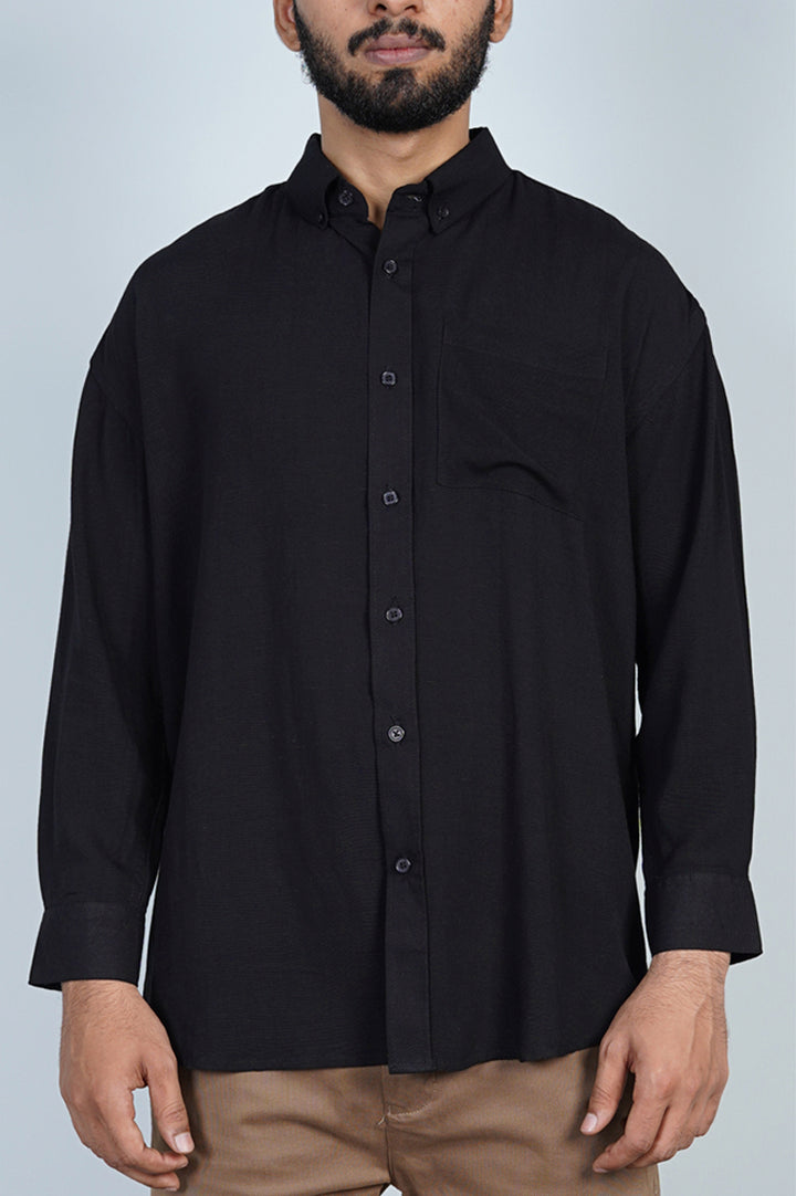 Viscose Blend Button Down Oversize Shirt