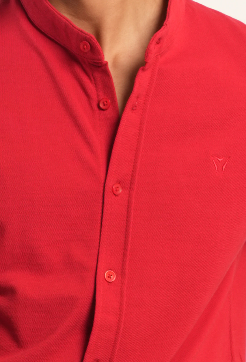 Breathable Pique Ban Button Down Shirt